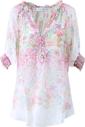 Hale Bob Overhemden, Dames, Veelkleurig, L, Katoen, Bloemenroze & witte blouse