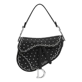 Dior Saddle Bag With Strap Calfskin & Debossed Polka Black White M0455PILJ-M45I