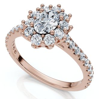 Pompeii3 1Ct TW Oval Halo Diamond Engagement Ring 14k Gold or Platinum Lab Grown