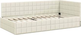 vidaXL Estructura de cama en esquina Crema 90 cm x 190 cm tela vidaXL