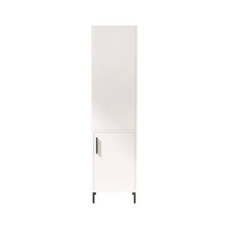 Dmora Armario Multiuso 1 Puerta Ramil, Perchero, 7 Estantes, Apertura Batiente, 45x174h Cm Blanco
