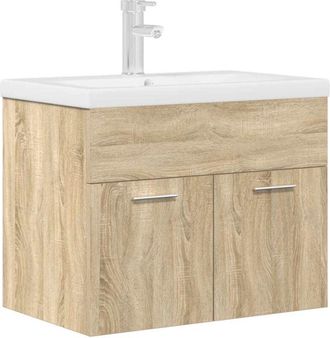 vidaXL Bathroom Sink Cabinet with Built-in Basin and Faucet Sonoma Oak vidaXL