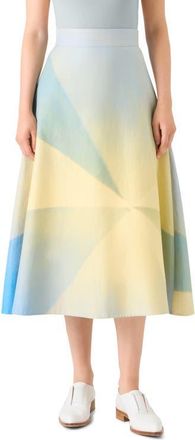 Akris Sunbeam A-Line Cotton Midi Skirt in Multicolor at Nordstrom, Size 12