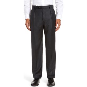 Zanella Bennett Straight Leg Pleated Dress Pants in Dark Grey1 at Nordstrom, Size 33 X Unhemmed