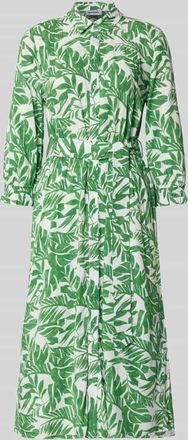 More & More More & More Midikleid aus reiner Viskose mit Umlegekragen in Gruen, Gr&ouml;&szlig;e 34