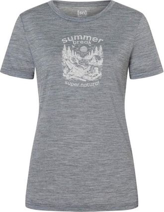 super.natural Summer Break Tee Merinoshirt f&uuml;r Damen | grau/wei&szlig;