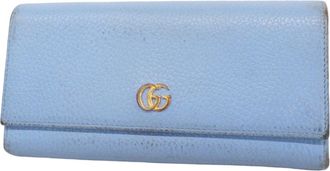 Gucci Blue Leather Long Wallet (Bi-Fold) (Pre-Owned)