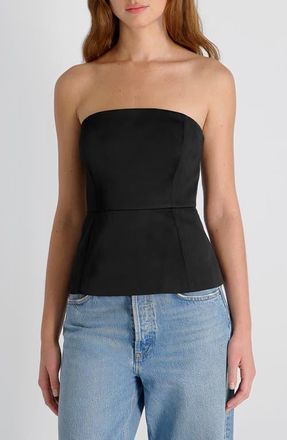 French Connection York Strapless Peplum Top in Black at Nordstrom, Size 12