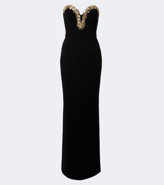 Rebecca Vallance Alexandrite embellished cr&ecirc;pe bustier gown