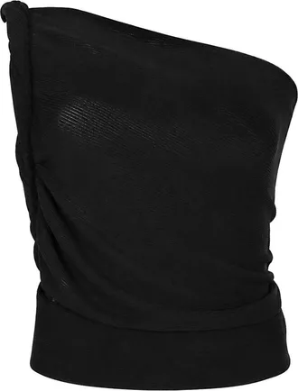 Alberta Ferretti Ribbed Viscose Knit One-Shoulder Top