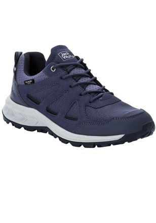Jack Wolfskin Wanderschuh JACK WOLFSKIN WOODLAND 2 TEXAPORE LOW W, Damen, Gr. 37,5, blau (graublau), Synthetik, Textil, Schuhe Wanderschuh, wasserdicht, Trekkingsch