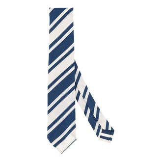 Finamore Cravatta regimental in seta-cotone - male - Finamore - Ties - Blue - ONE SIZE - Accessories