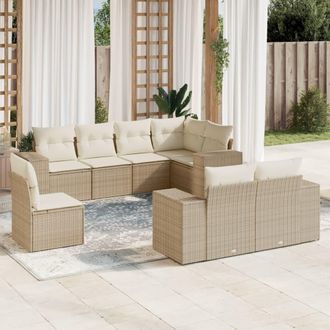 vidaXL Juego De Sof&aacute;s De Jard&iacute;n Con Cojines Beige 8 Pzas Rat&aacute;n Pe Vidaxl