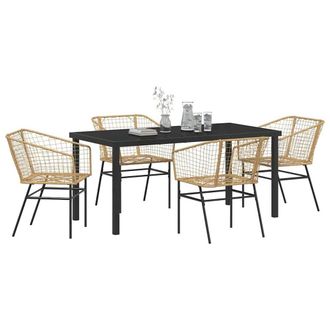 Berkfield Home Modern 5 Piece Garden Dining Set Brown Poly Rattan