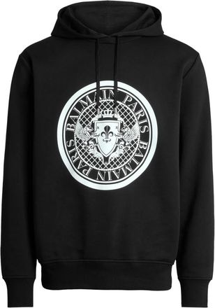 Balmain Printed Hoodie - Heren - Hoodies - Zwart - S - Katoen - Hoodies & sweatvesten