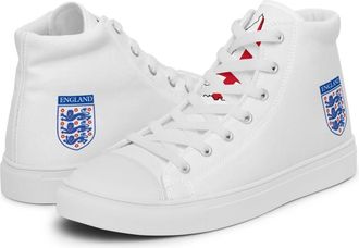 Generic England Three Lions High Top Shoes - Flag Tongue Unisex Canvas Sneakers for Football Fans White (UK Footwear Size System, Adult, Men, Numeric, Medium,