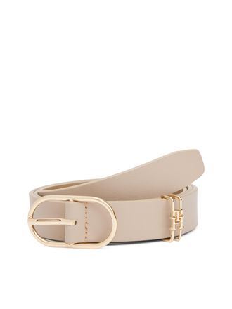 Tommy Hilfiger Lederg&uuml;rtel TOMMY HILFIGER TH FEMININE 2.5 cm breit, Damen, Gr. 70, beige (classic beige), Rindsleder, unifarben, G&uuml;rtel Lederg&uuml;rtel, Gr&ouml;ssenverstellb