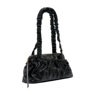 Marni Womens Gathered Ew Shoulder Bag Black Calfskin