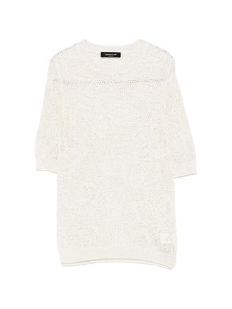 Fabiana Filippi Womens Openwork Crewneck T-Shirt