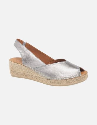 Toni Pons Womens Bernia Womens Wedge Heel Espadrilles Sandals - Silver - Size: 3