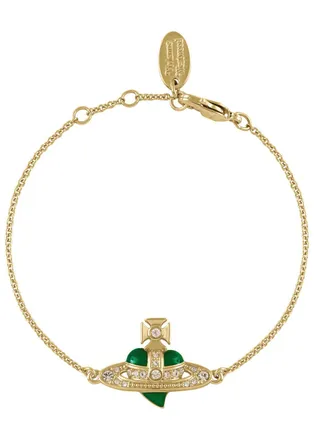 Vivienne Westwood New Diamante Heart Gold-plated Bracelet - Green - One Size