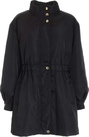 Moschino Stijlvolle Zwarte Charms Parka met Pofmouwen - Dames - Parka Jassen - Zwart - L - Polyester - Jassen