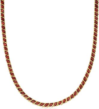 Ross-Simons Garnet Tennis Necklace in 18kt Yellow Gold Over Sterling Silver
