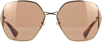 Gucci GG0818SA002 Geometric Gold Frame Sunglasses - Gold