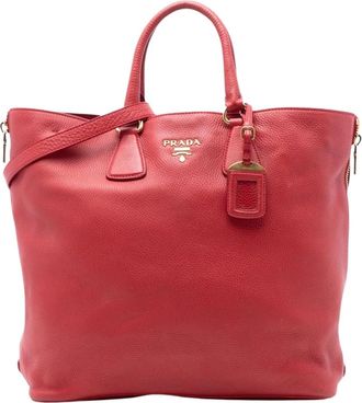 Prada Pre-owned Tote Bags, female, Red, Size: ONE SIZE Pre-owned Leather Tote Bag