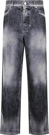 Marni Flocked Denim Jeans - Dames - Regular Fit Jeans - Zwart - 2XS - Denim - Jeans