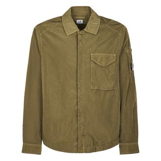C.P. Company Light Jackets, male, Green, Size: XL Overshirt in Chrome-R