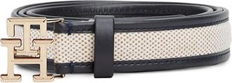 Tommy Hilfiger logo-buckle textured belt - women - Calf Leather - 90 - Blue