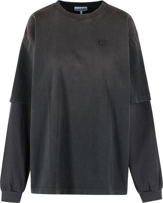 Ganni Graues Baumwoll-T-Shirt