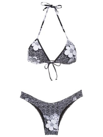 Amir Slama floral-print bikini set - Black