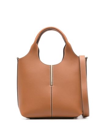 Tod's brown lobster claw fastening two rolled top handles adjustable detachable shoulder strap Compositi