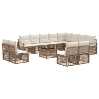vidaXL Conjunto De Sof&aacute;s De Jard&iacute;n 13 Pcs Beige Rat&aacute;n Sint&eacute;tico Vidaxl