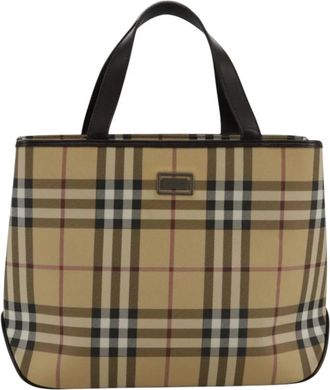 Burberry Pre-owned Handbags, female, Beige, Size: ONE SIZE Pre-owned Vintage Check Canvas Tote Bag
