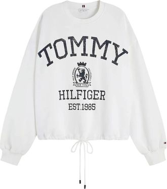 Tommy Hilfiger Hoodies & sweatvesten, Dames, Wit, XS, Katoen, Varsity Crest Mdrn Sweatshirt
