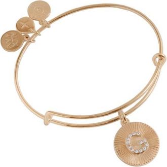 Alex and Ani Pave Starburst Texture Initial Bangle Bracelet in Gold - G at Nordstrom