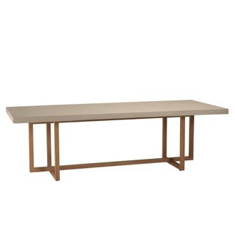 Macabane Mesa de comedor hormig&oacute;n patas cruzadas teca