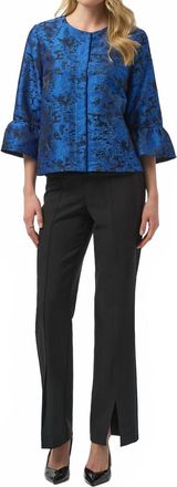Joseph Ribkoff Floral Blazer With Flare Sleeves In Black/blue