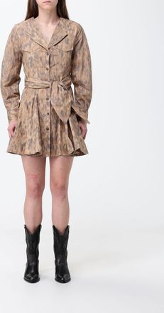 Ganni Abito chemisier in cotone stretch animalier