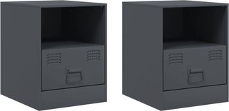 vidaXL Bedside Cabinets 2 pcs Anthracite 34.5x39x44 cm Steel Vidaxl