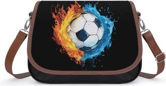 Generic Water And Fire Soccer Ball Small Womens Crossbody Bags Shoulder Handbag with Adjustable Strap for Travel