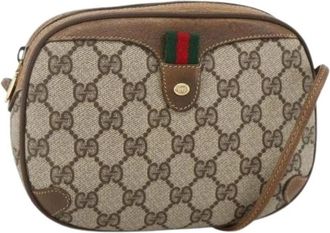 Gucci Pre-owned GG Canvas Schoudertas - Dames - Vintage Schoudertas - Beige - ONE Size - Leer - Vintage