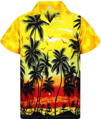 V.H.O. Funky Hawaiian Shirt, Shortsleeve, Beach, Yellow, 5XL