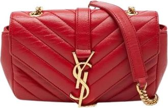 Saint Laurent Pre-owned Monogram Baby Chain Schoudertas - Dames - Vintage Schoudertas - Rood - ONE Size - Leer - Vintage