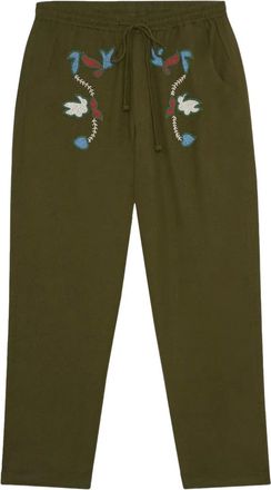 Baziszt Rouat broek met borduurwerk - Groen