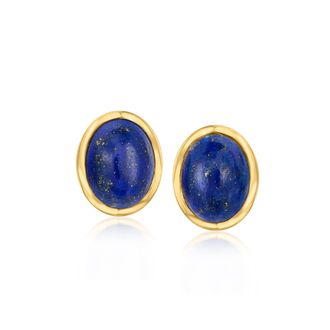 Ross-Simons Bezel-Set Lapis Stud Earrings in 18kt Gold Over Sterling
