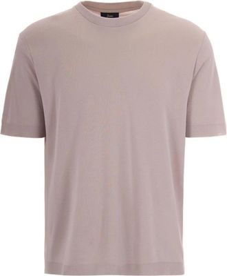 Herno Katoenen T-shirt van gebreide stof - Heren - Ronde hals truien - Grijs - 2XL - Katoen - Truien & Vesten